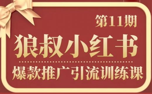 狼叔小红书爆款推广引流训练课第11期，手把手带你玩转小红书