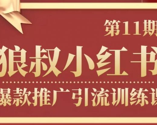 狼叔小红书爆款推广引流训练课第11期，手把手带你玩转小红书