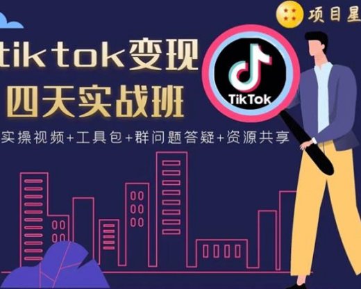 tiktok变现四天实战班：连怼技术+矩阵玩法赚,单账号月入2000美金(实操视频)